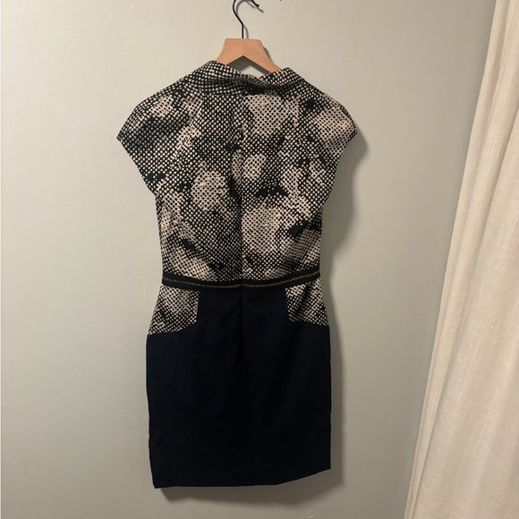 Lela Rose Wool Knee-length dress size 8 navy and black - Picture 3 of 8